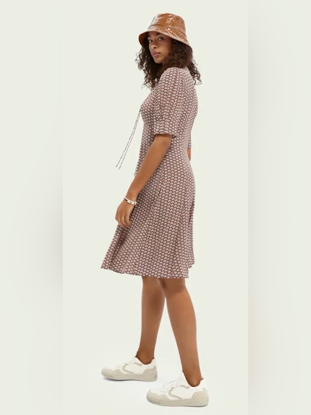 Scotch & Soda Maison Scotch Burgundy Art Deco Print Midi Dress XS